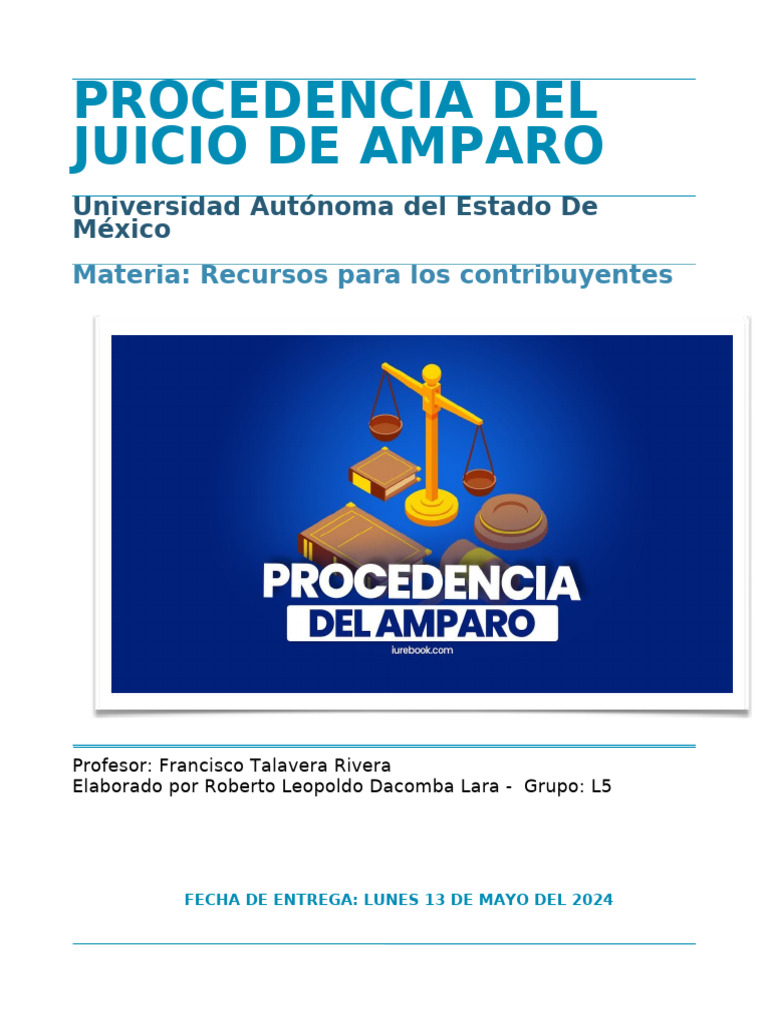 Procedencia del Juicio de Amparo en México | PDF | Constitución ...