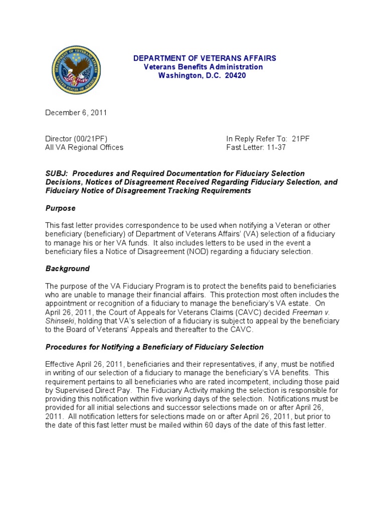 FL11037 (Fiduciary Fast Letter) Fiduciary United States Department