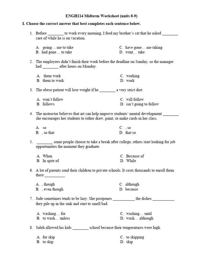 Midterm Worksheet 2024 | PDF