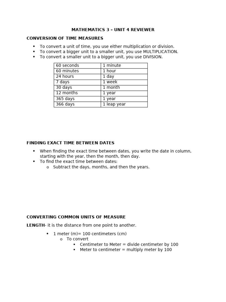Time and Measurement Conversion Guide | PDF | Area | Metre