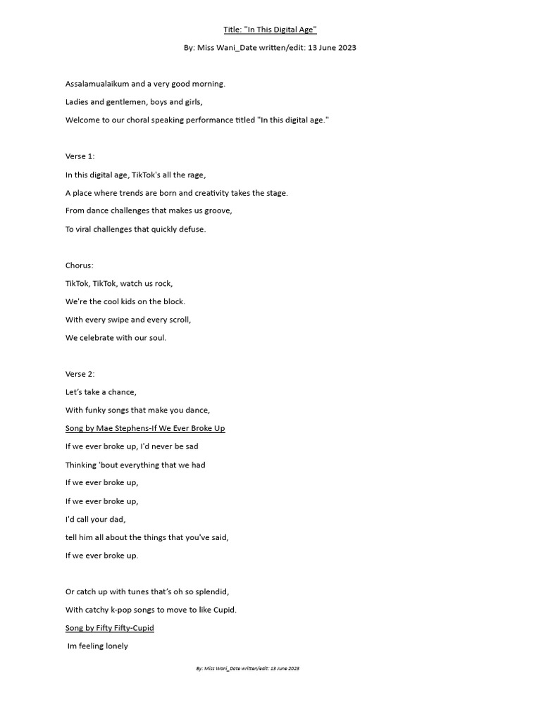 Choral Speaking-In This Digital Age Full Script | PDF