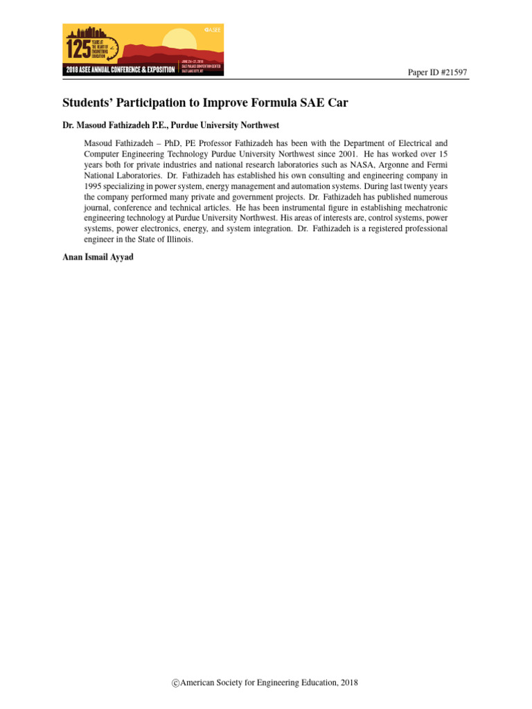 Students Participation To Improve Formula Sae Car | PDF