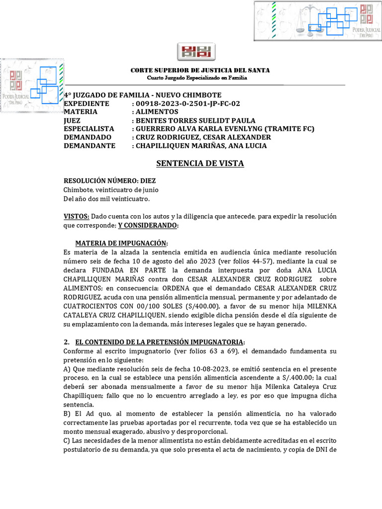 SENTENCIA DE VISTA ANA LUCIA | PDF
