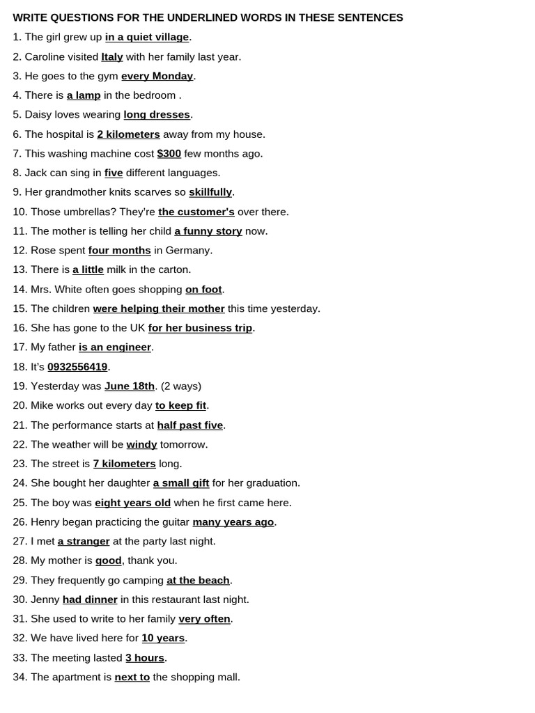 Wh questions exercises pdf