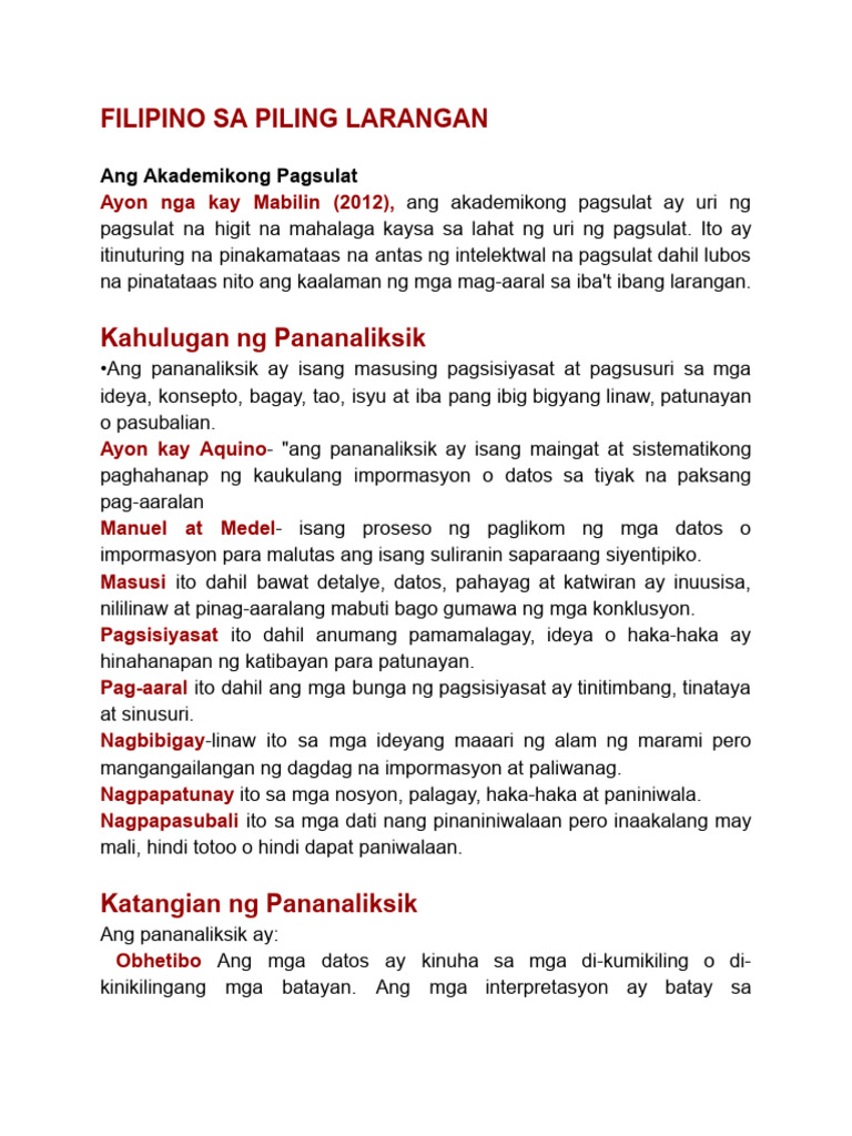 Filipino Reviewer | PDF
