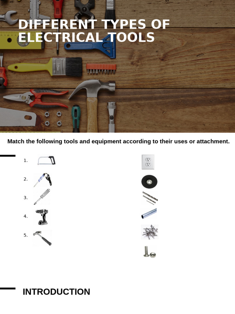 Types of Electrical Tools Explained | PDF | Tools | Equipment