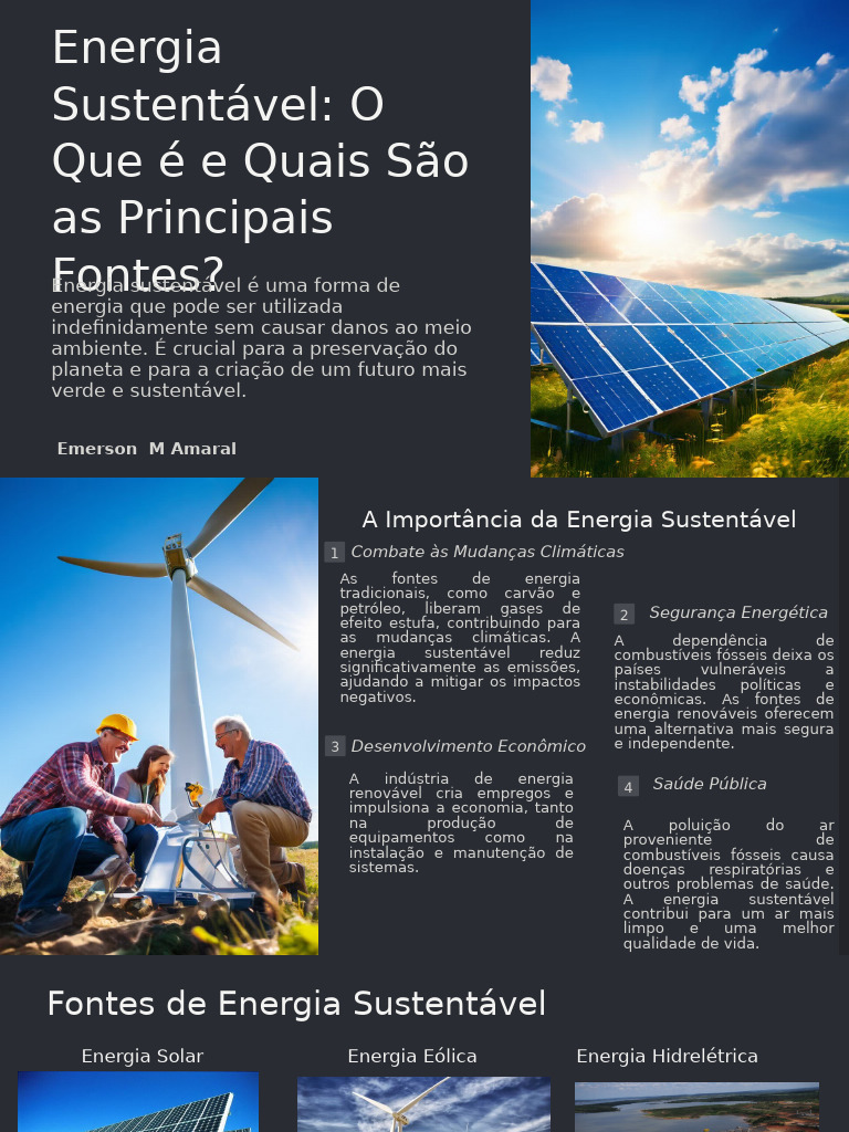 Energia Sustentavel O Que e e Quais Sao As Principais Fontes | PDF