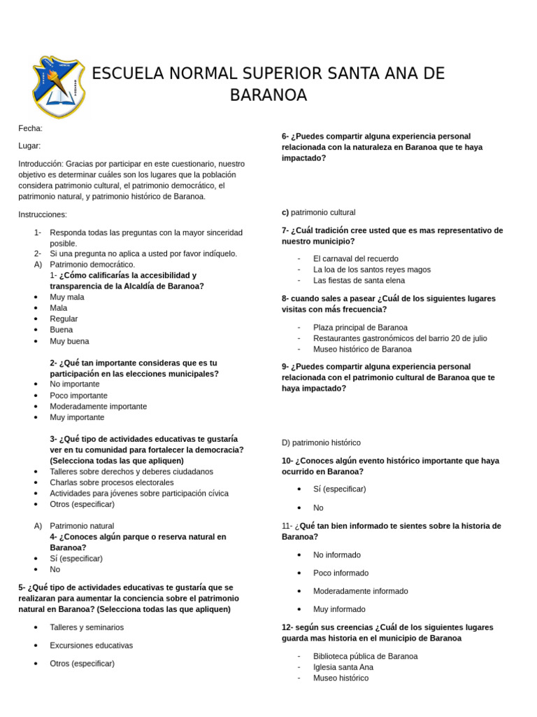 Escuela Normal Superior Santa Ana de Baranoa | PDF