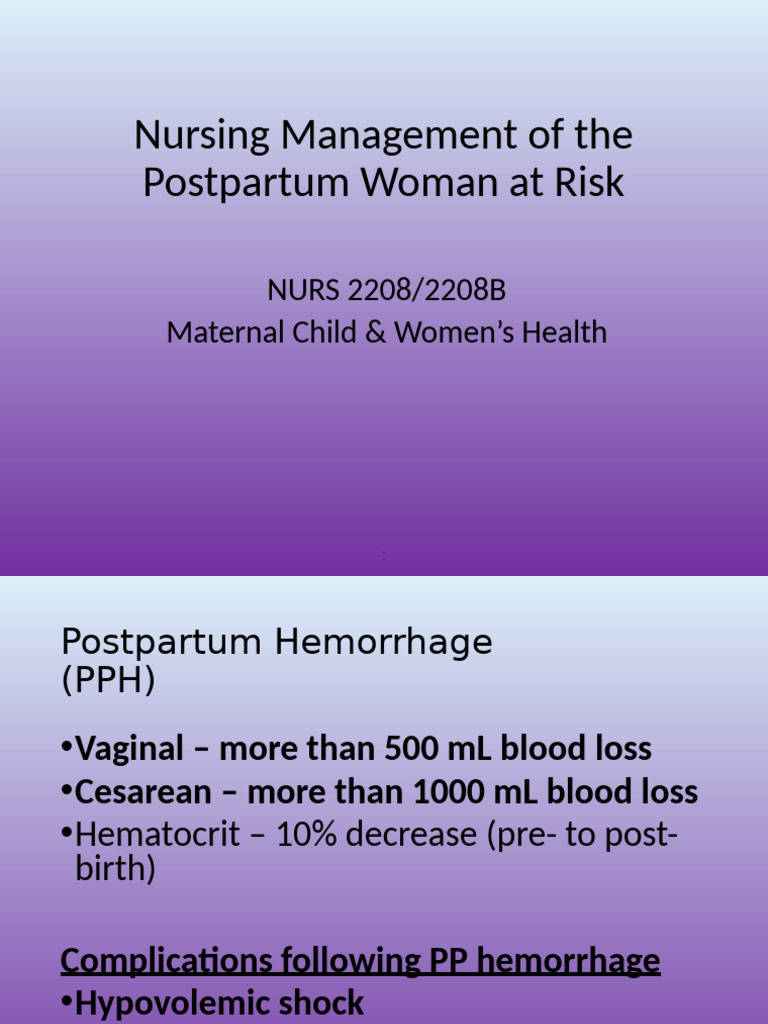 4.2 Postpartum Complications Fall 2023 STUDENT | PDF
