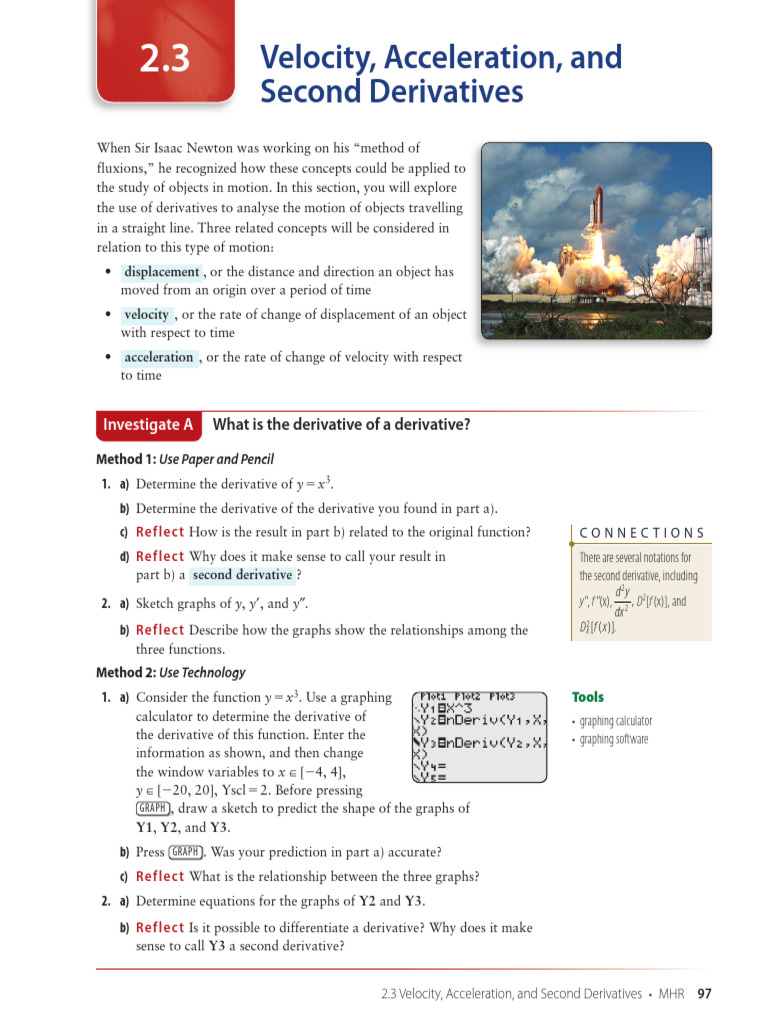 2 3 Velocity Acceleration and Second Derivatives | PDF | Acceleration ...