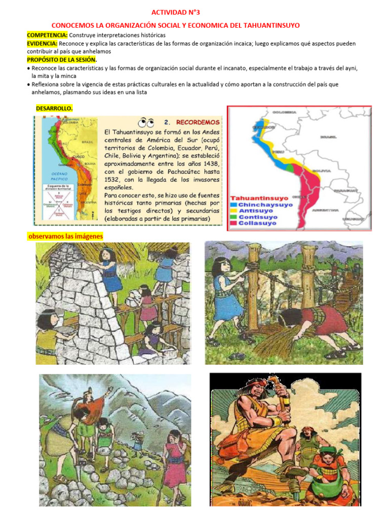 ACTIVIDAD DE APRENDIZAJE 2° de Sec. | PDF | Imperio Inca | Ciencias ...
