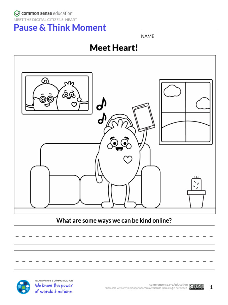 Grades K-2 - Meet The Digital Citizens - Heart Handout-1 | PDF