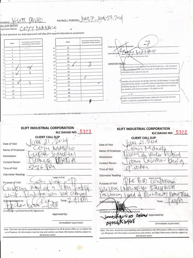 Call Slip 6-24 | PDF