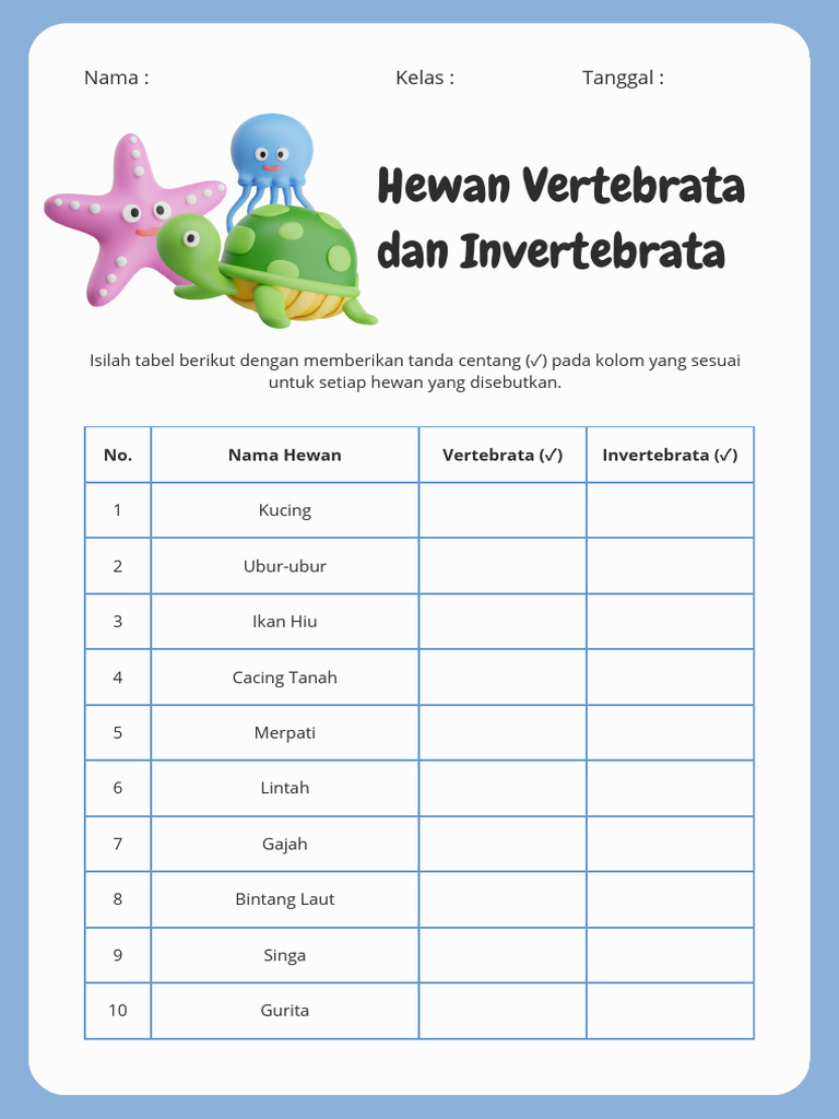 LKPD Hewan Vertebrata dan Invertebrata | PDF
