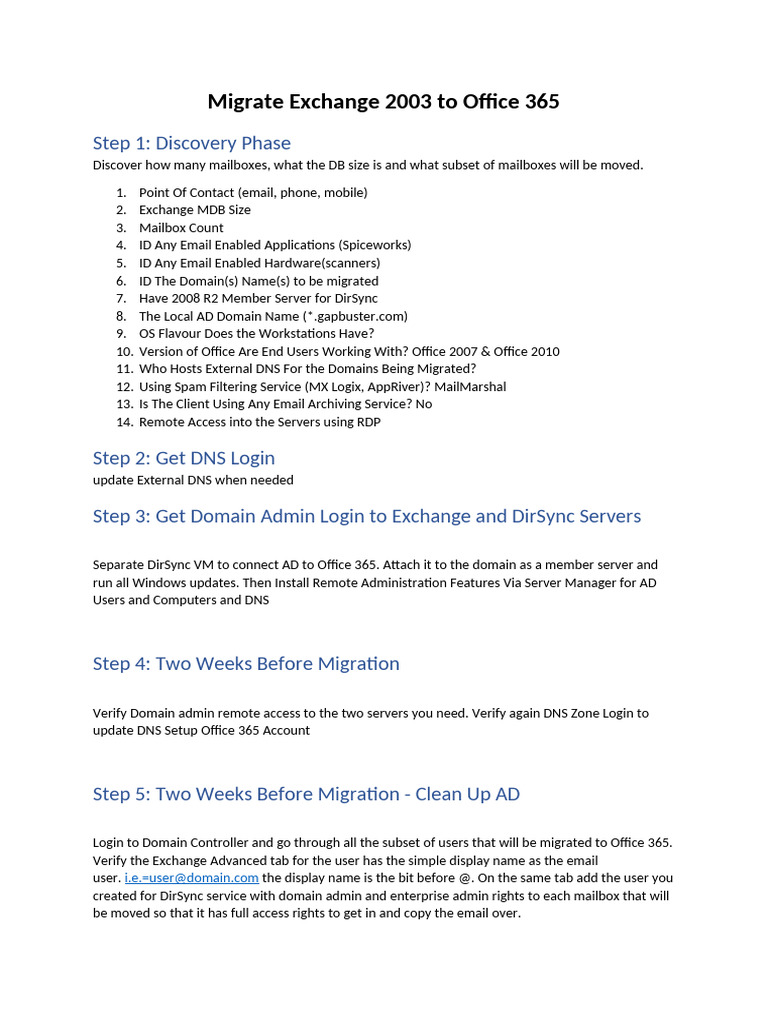 Migrate Exchange 2003 To Office 365 | PDF