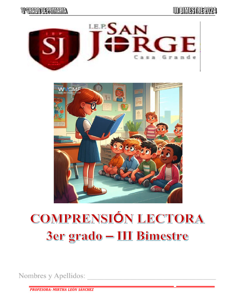 COMPRENSIÓN LECTORA - 3er Grado - III Bimestre - 2024 | PDF