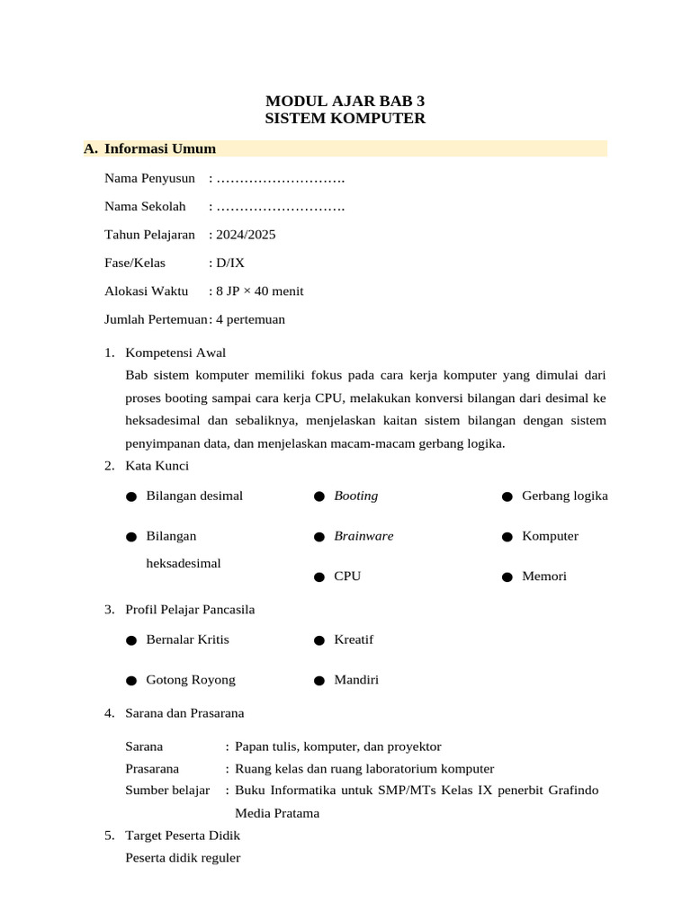 Modul Ajar Bab 3 | PDF