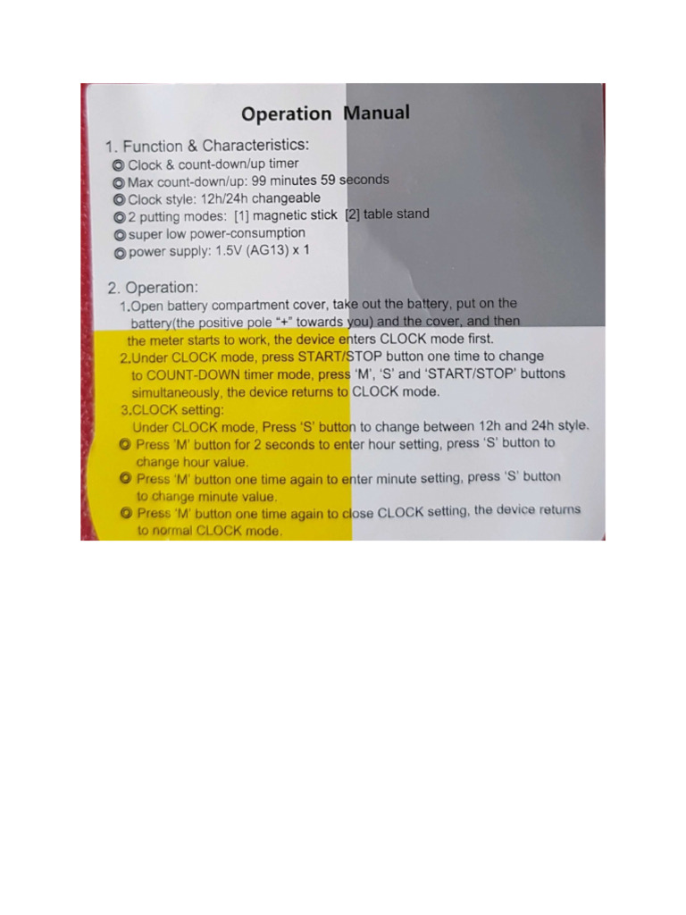 Timer Clock - Manual | PDF