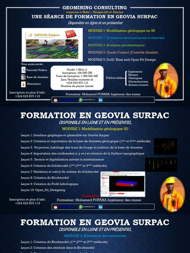 Programme de Formation Surpac GEOMINING CONSULTING - 015723 | PDF