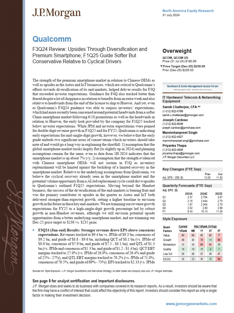 Qualcomm Analyst Reports | PDF | Exchange Traded Fund | Jp Morgan Chase