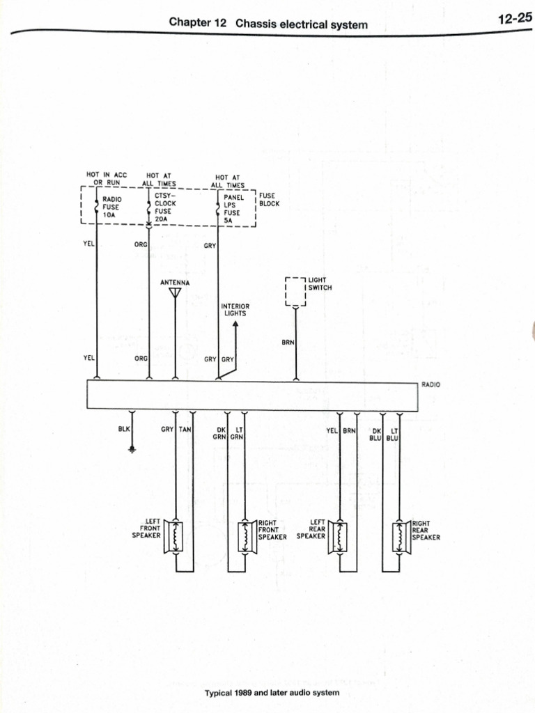 Chevy K5 Blazer 1989 and later audio system schematic | PDF