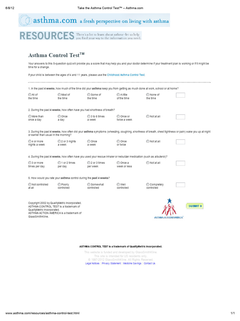 Take The Asthma Control Test™ - Asthma | PDF