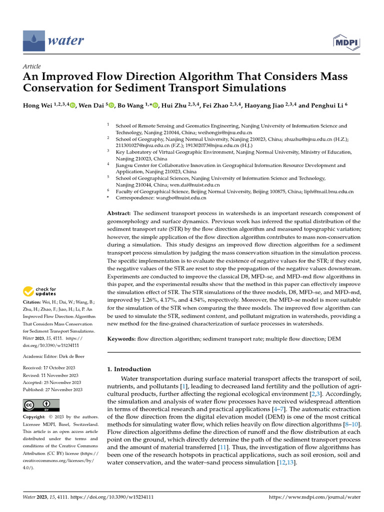 An Improved Flow Direction Algorithm That Considers Mass Conservation ...