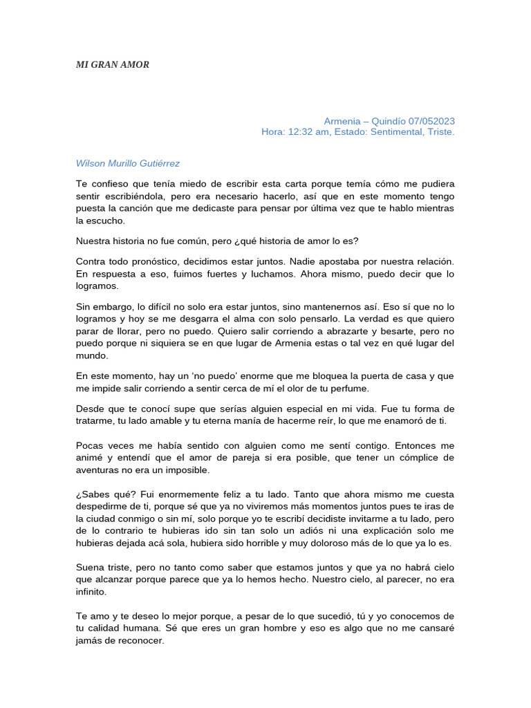 10 4 Modelo de Carta de Despedida de Amor - 61 | PDF