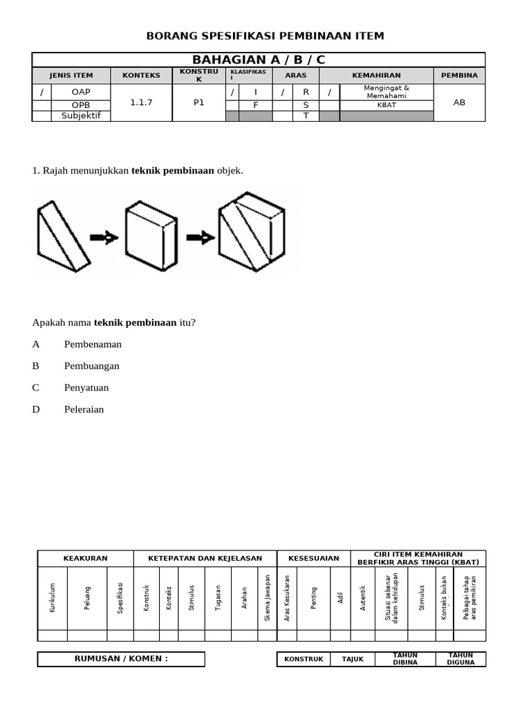 Item Konstruk P1 Tingkatan 1 Pdf