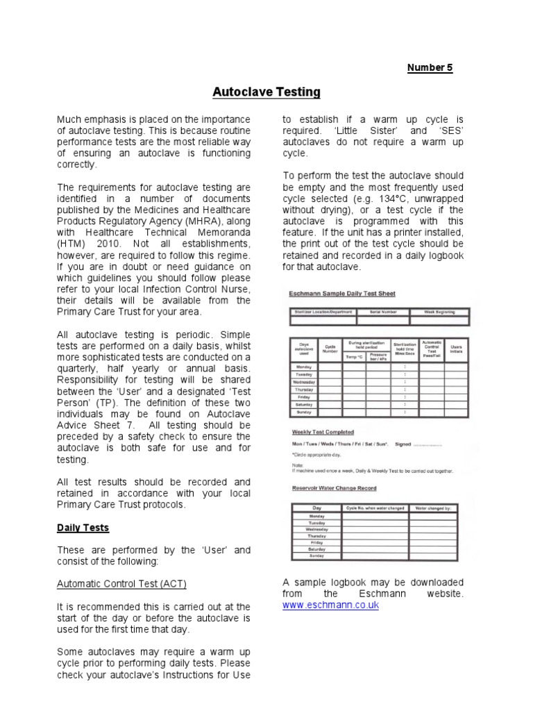 Autoclave Testing PDF Leak Wellness
