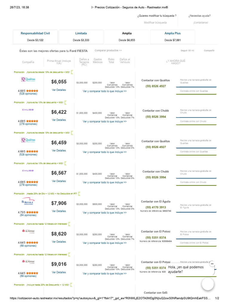 Precios Cotización - Seguros de Auto - Rastreator - MX® | PDF
