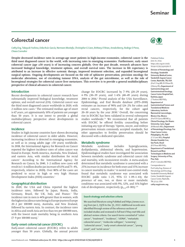 Colorectal Cancer | PDF | Cancer | Self-Improvement