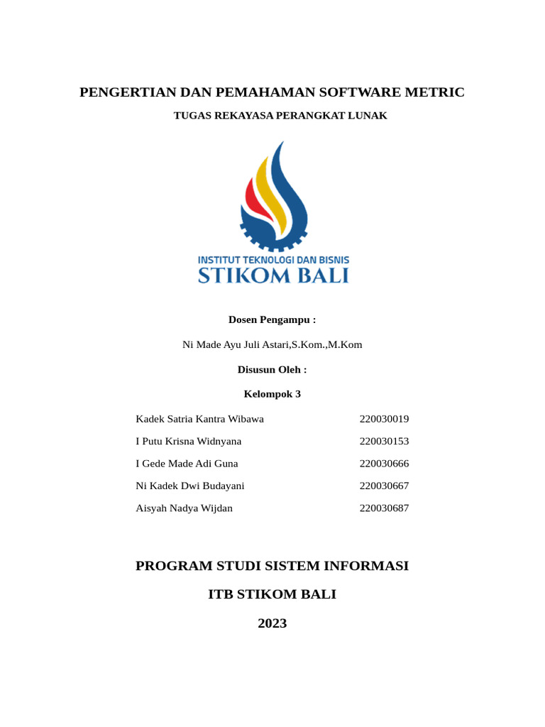 Pengertian Dan Pemahaman Software Metric | PDF