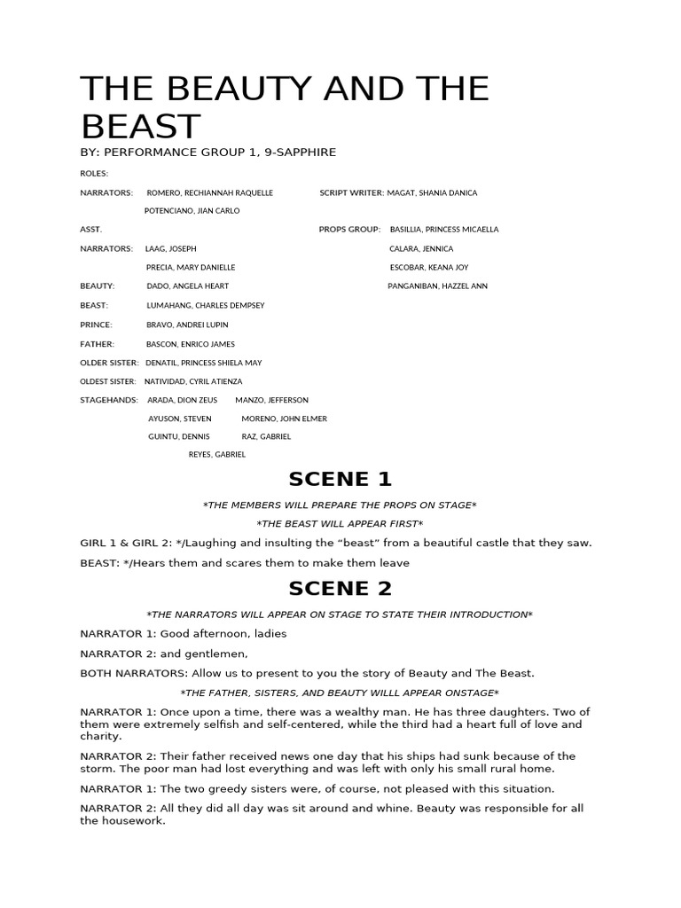 Beauty and The Beast Script | PDF
