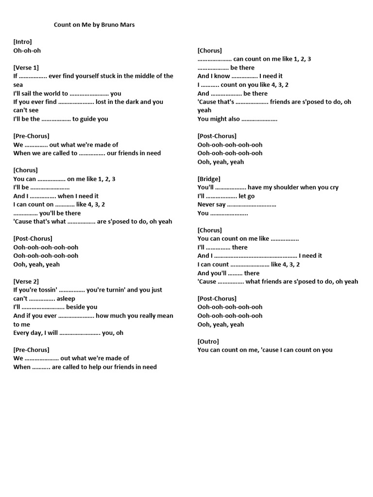 Counting Oncera – The Unbreakable Promise in Bruno Mars’ Timeless Anthem