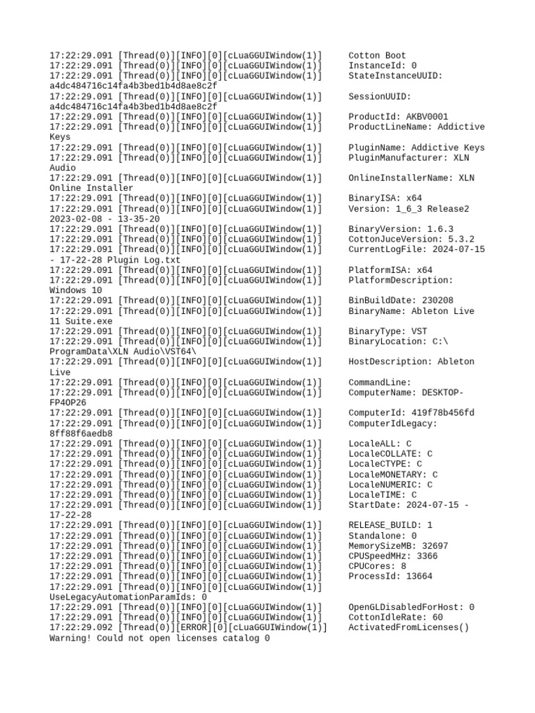 Addictive Keys Plugin Log Details | PDF | System Software | Computers