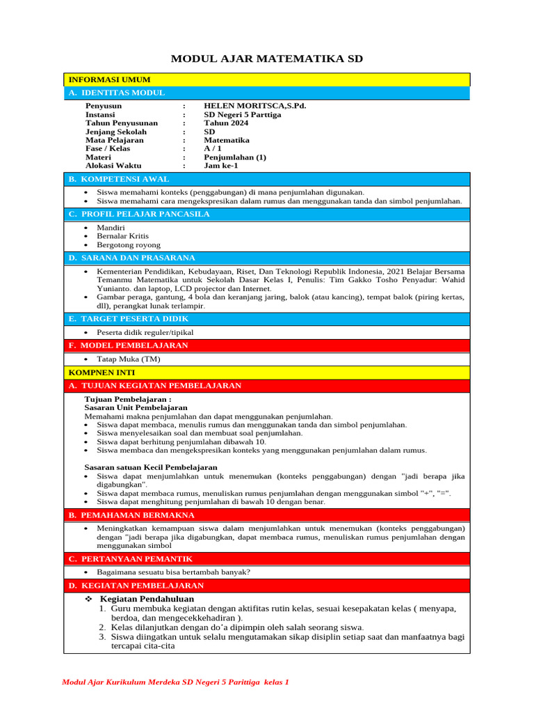 BAB 4 - MA Matematika Kls 1 | PDF