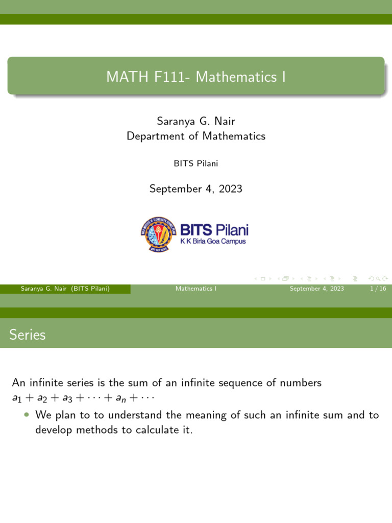 Lec 8 - Series | PDF