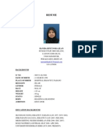 Resume: Hanida Binti Nor Azlan