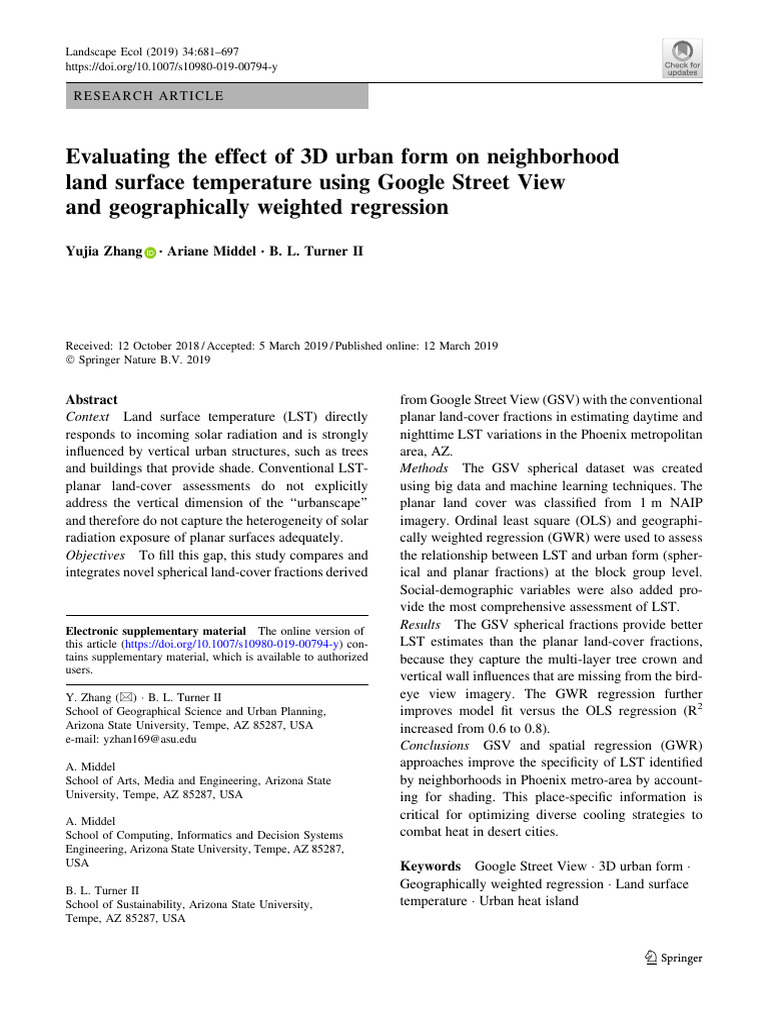 Evaluating The Effect of 3D Urban Form On Neighborhood Land Surface ...