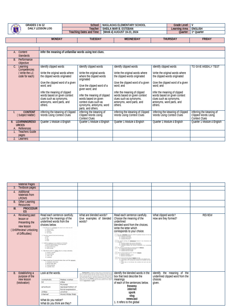 DLL Week 4 Eng V | PDF