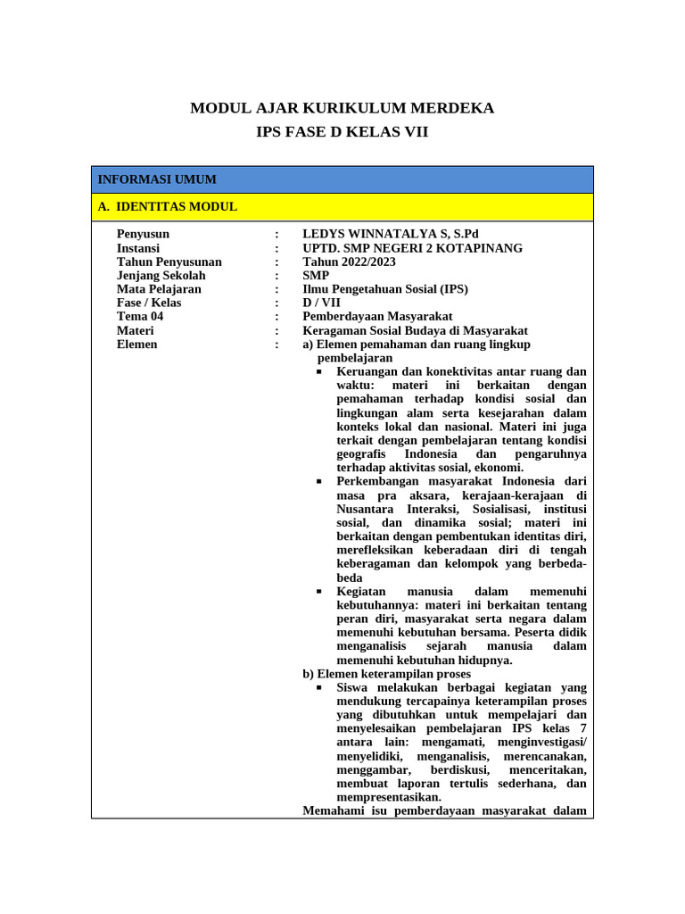 Modul Ajar Kurikulum Merdeka Bab Iv | PDF