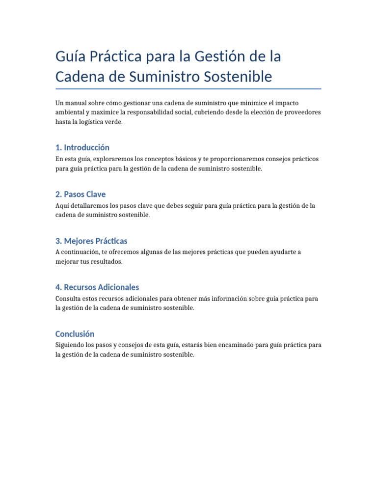 Guía Práctica para La Gestión de La Cadena de Suministro Sostenible | PDF