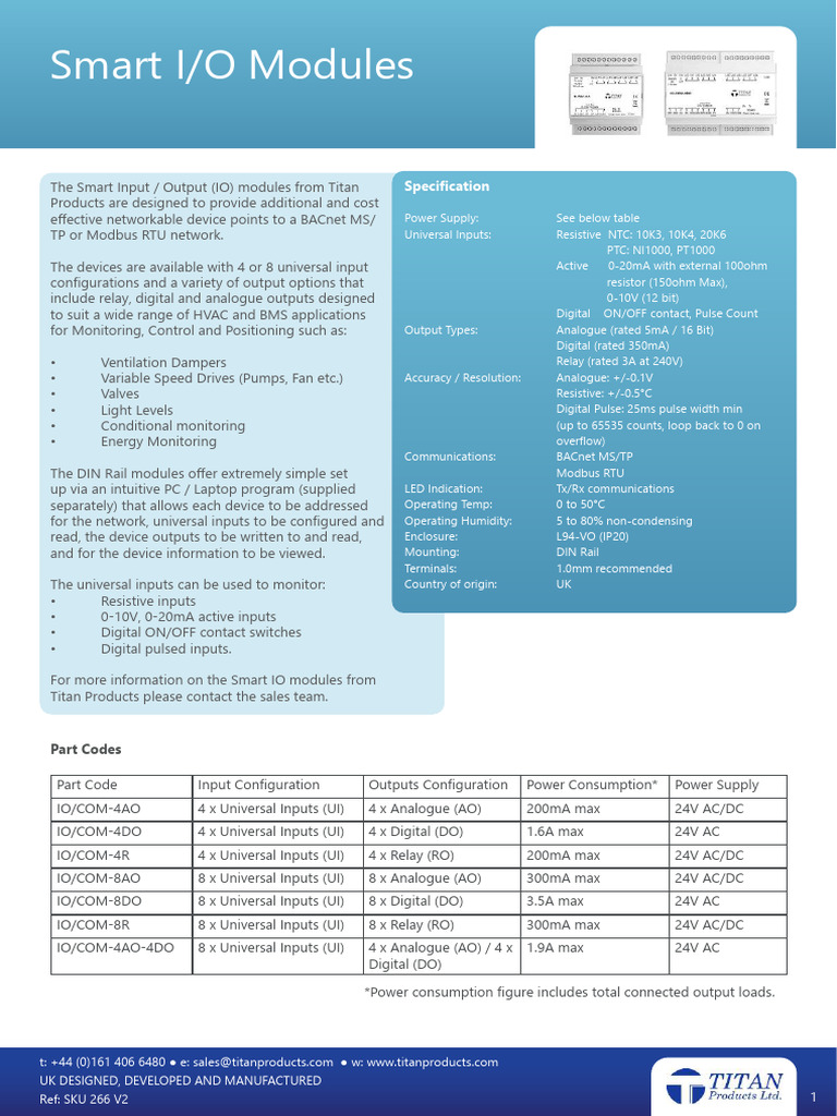 SKU 266 Smart IO Module | PDF