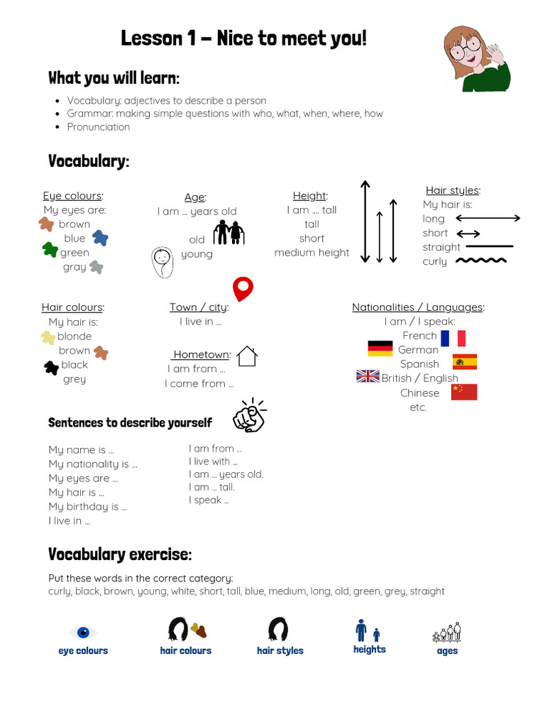 1.1 Lesson 1 - Nice To Meet You! | PDF