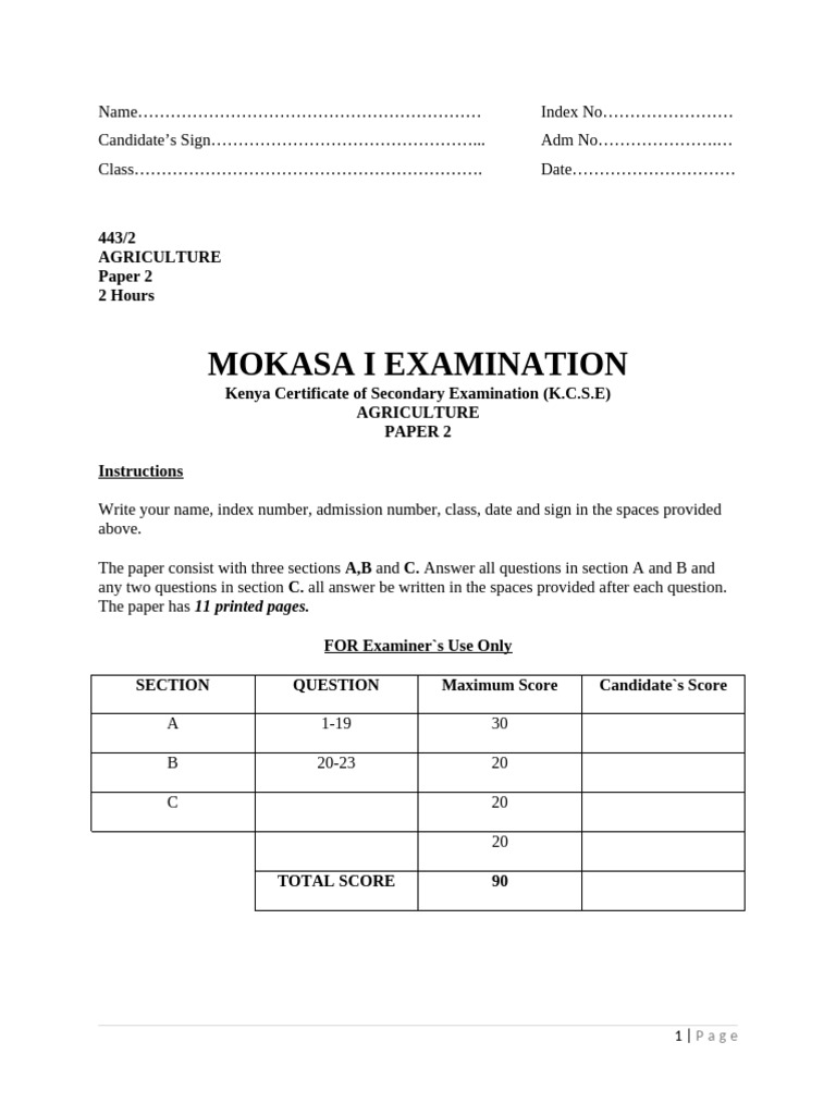 Agriculture Paper 2 Pdf