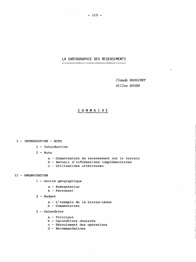 La Cartographie Des Recensements: Claude Bardinet Les ROGER | PDF
