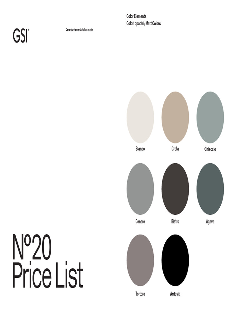 N 20 Price List: Color Elements Colori Opachi / Matt Colors | PDF