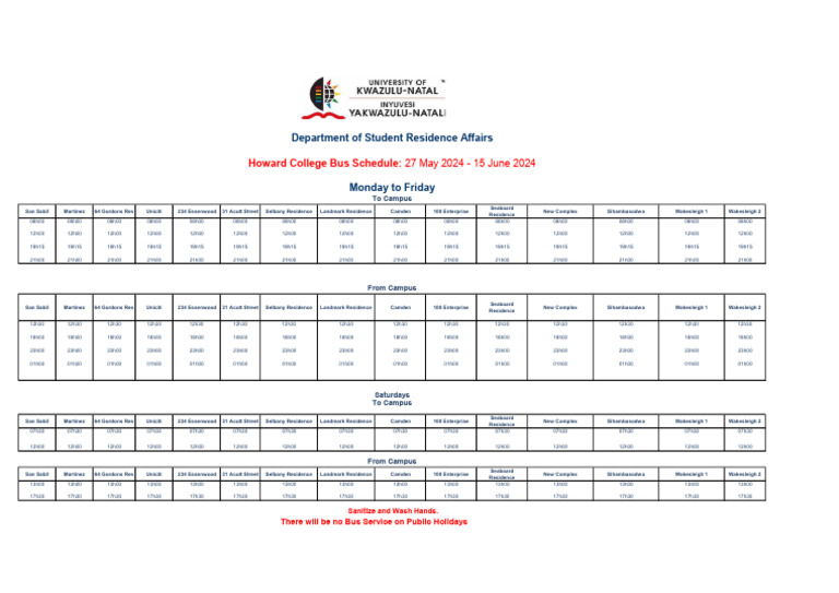 2024 First Semester HC Exam Bus Schedule | PDF