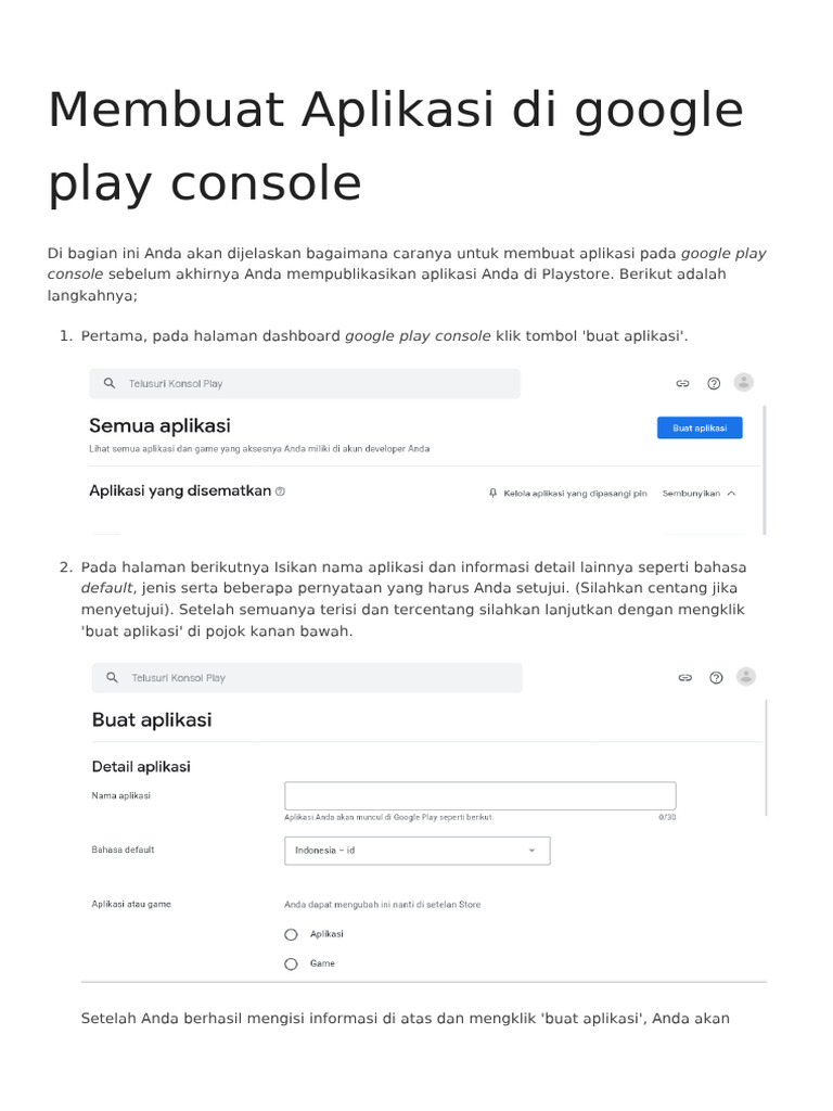 Membuat aplikasi di google play console pdf
